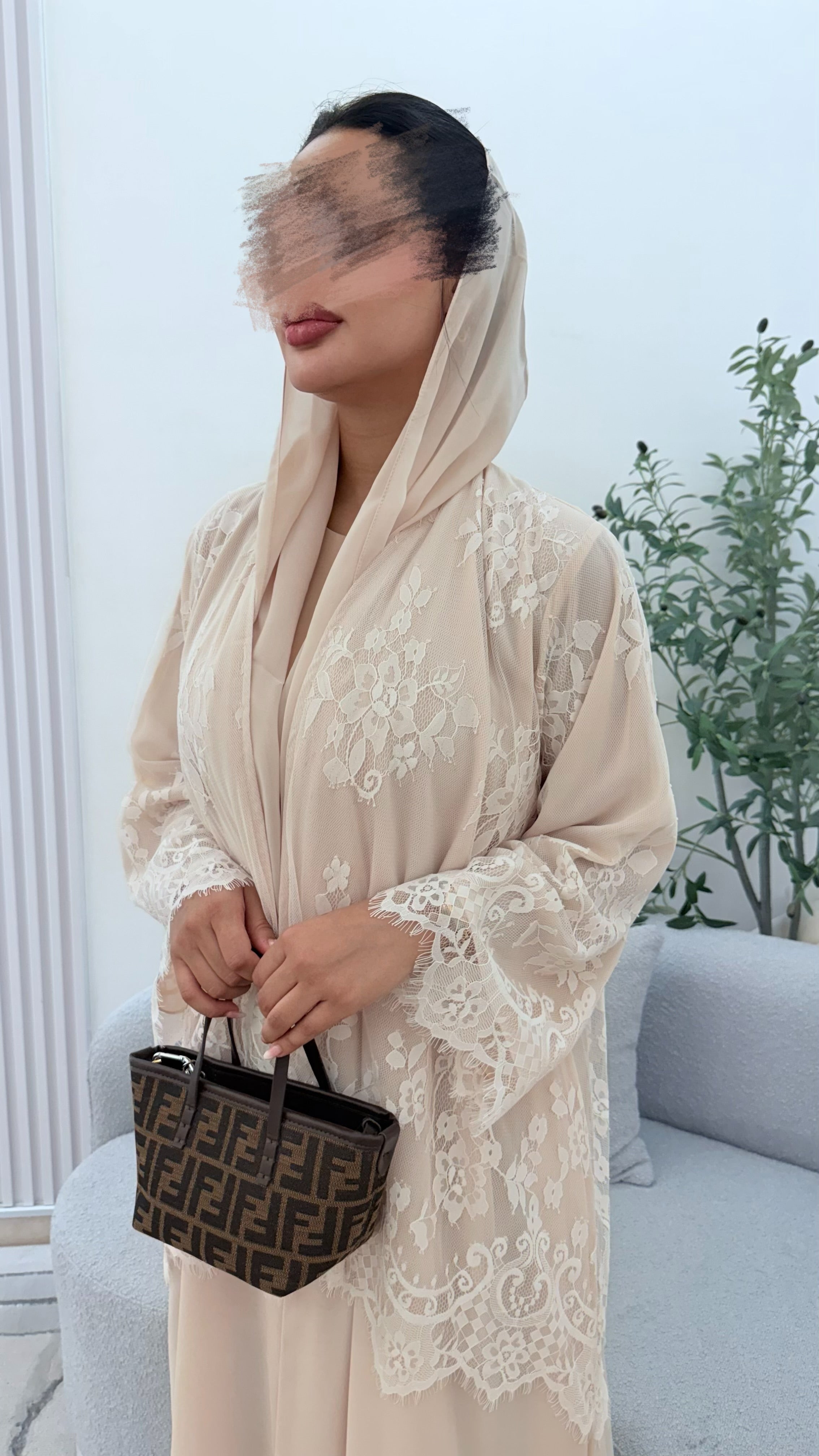 Lace abaya ( beige )