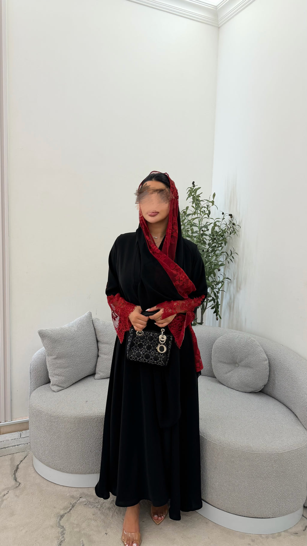 Lace Red abaya
