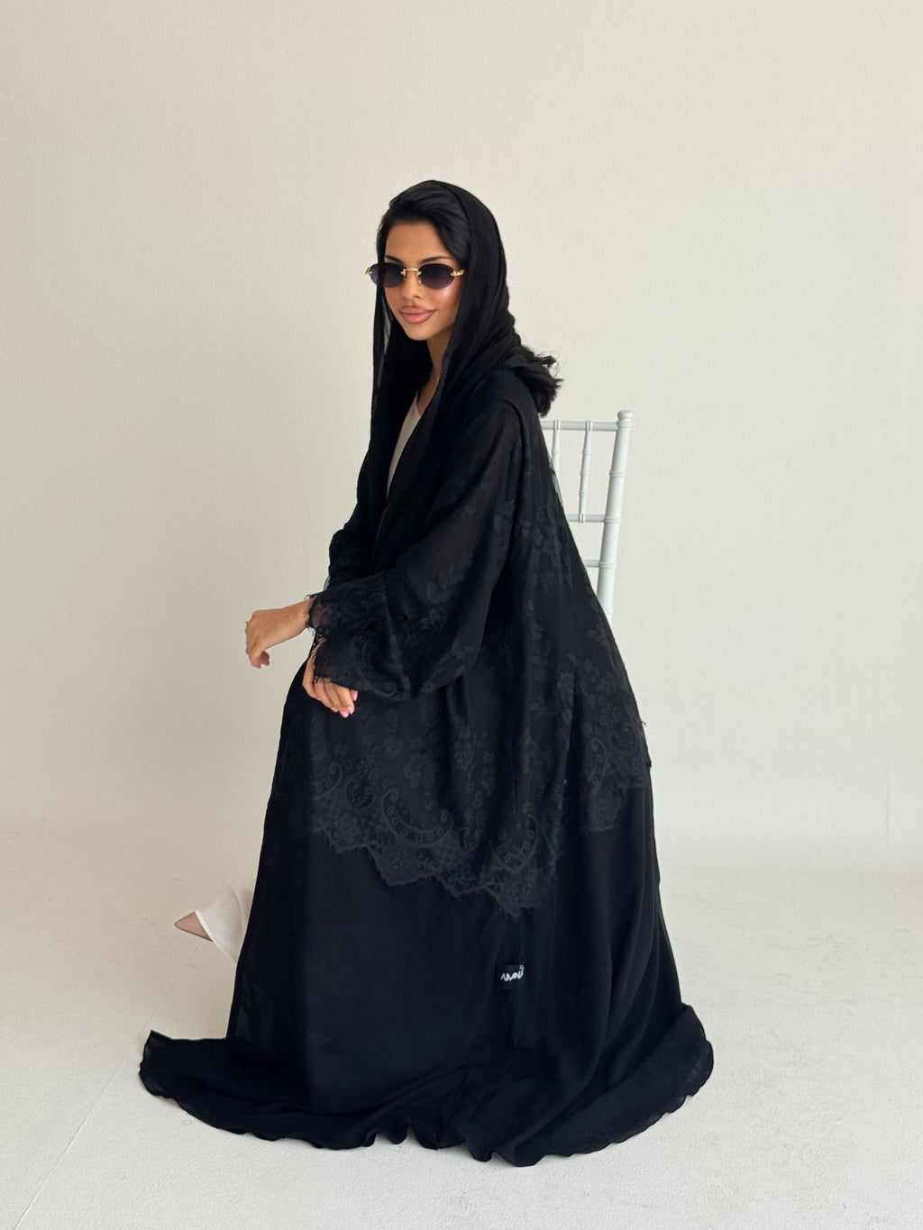 Lace abaya black