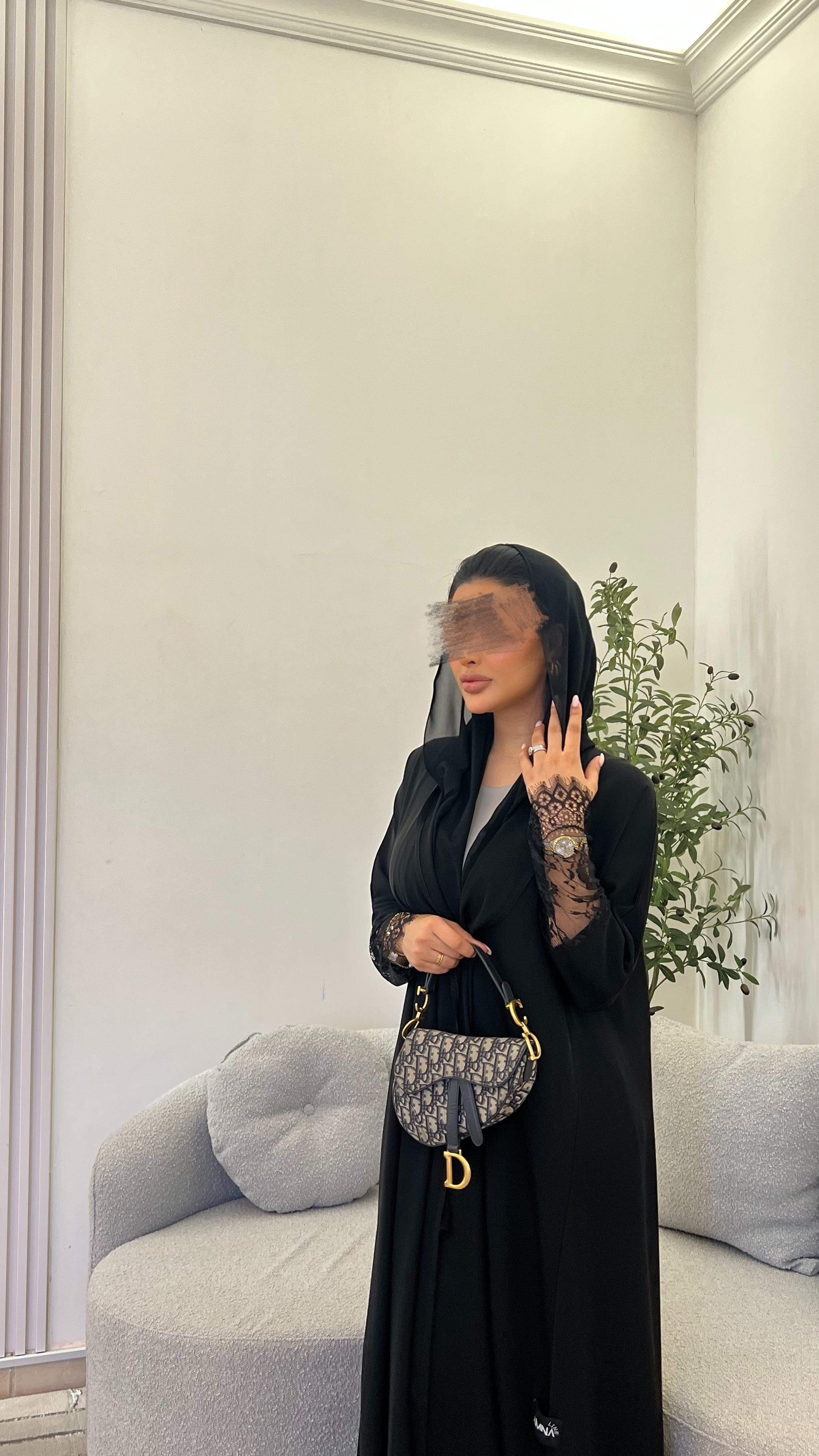 Lace black abaya