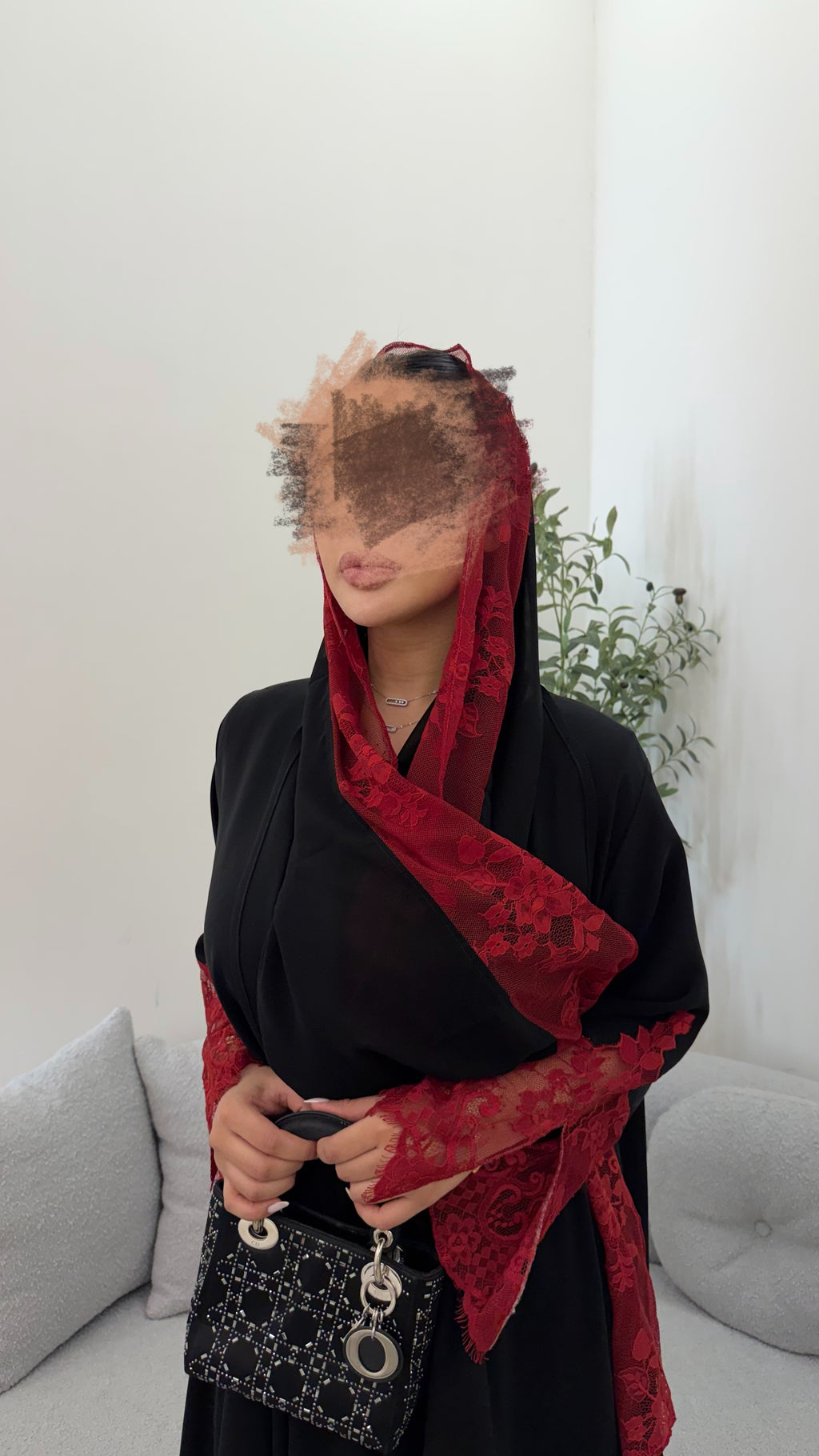 Lace Red abaya