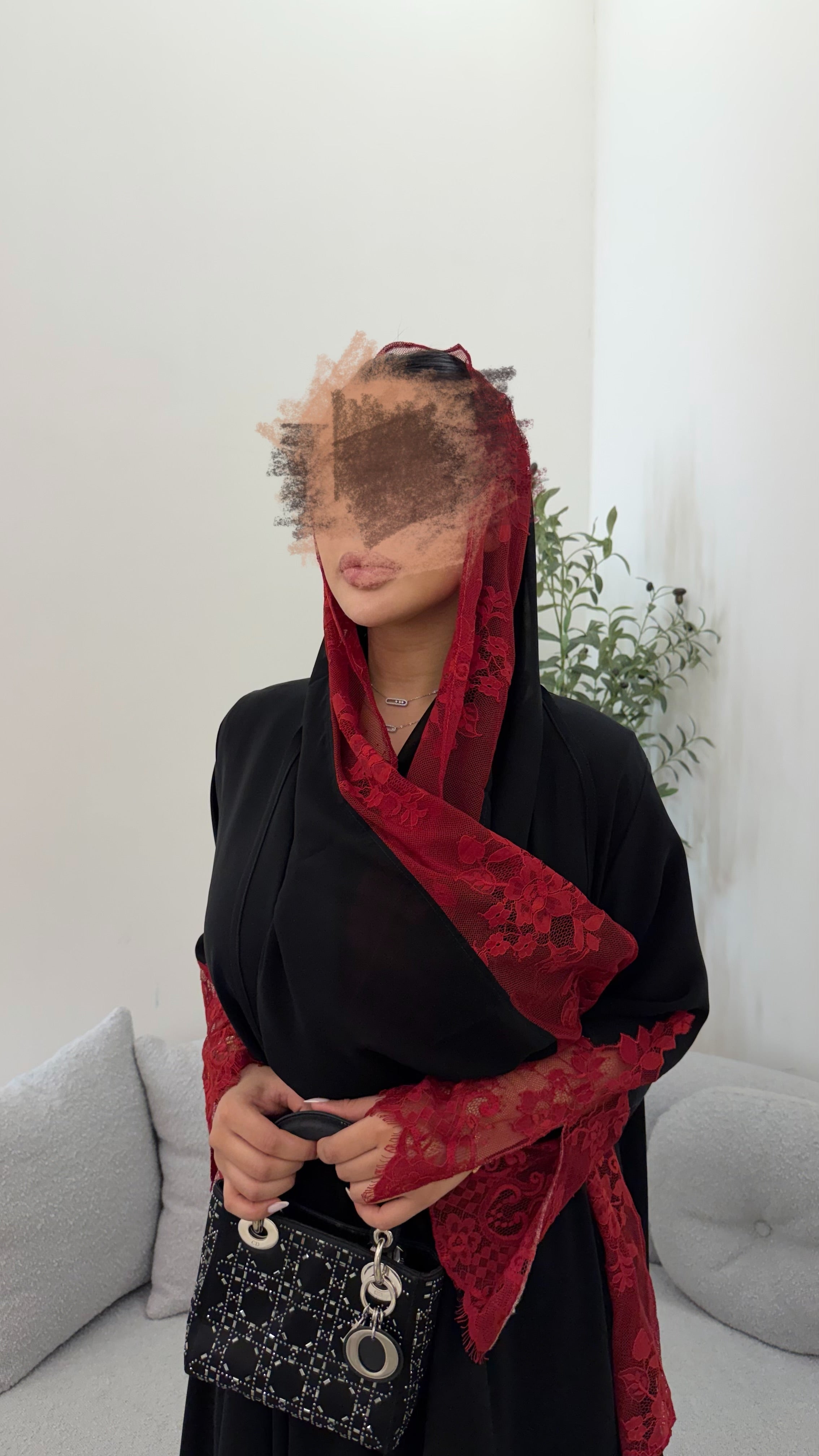 Lace Red abaya