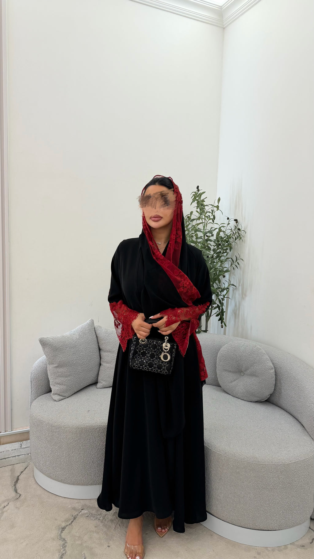 Lace Red abaya