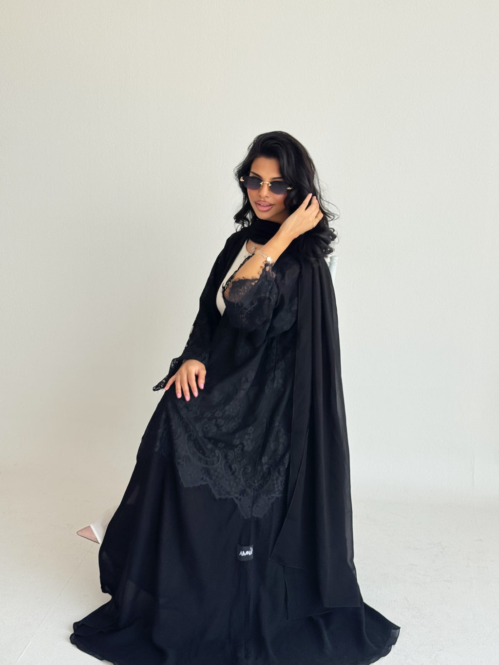 Lace abaya black