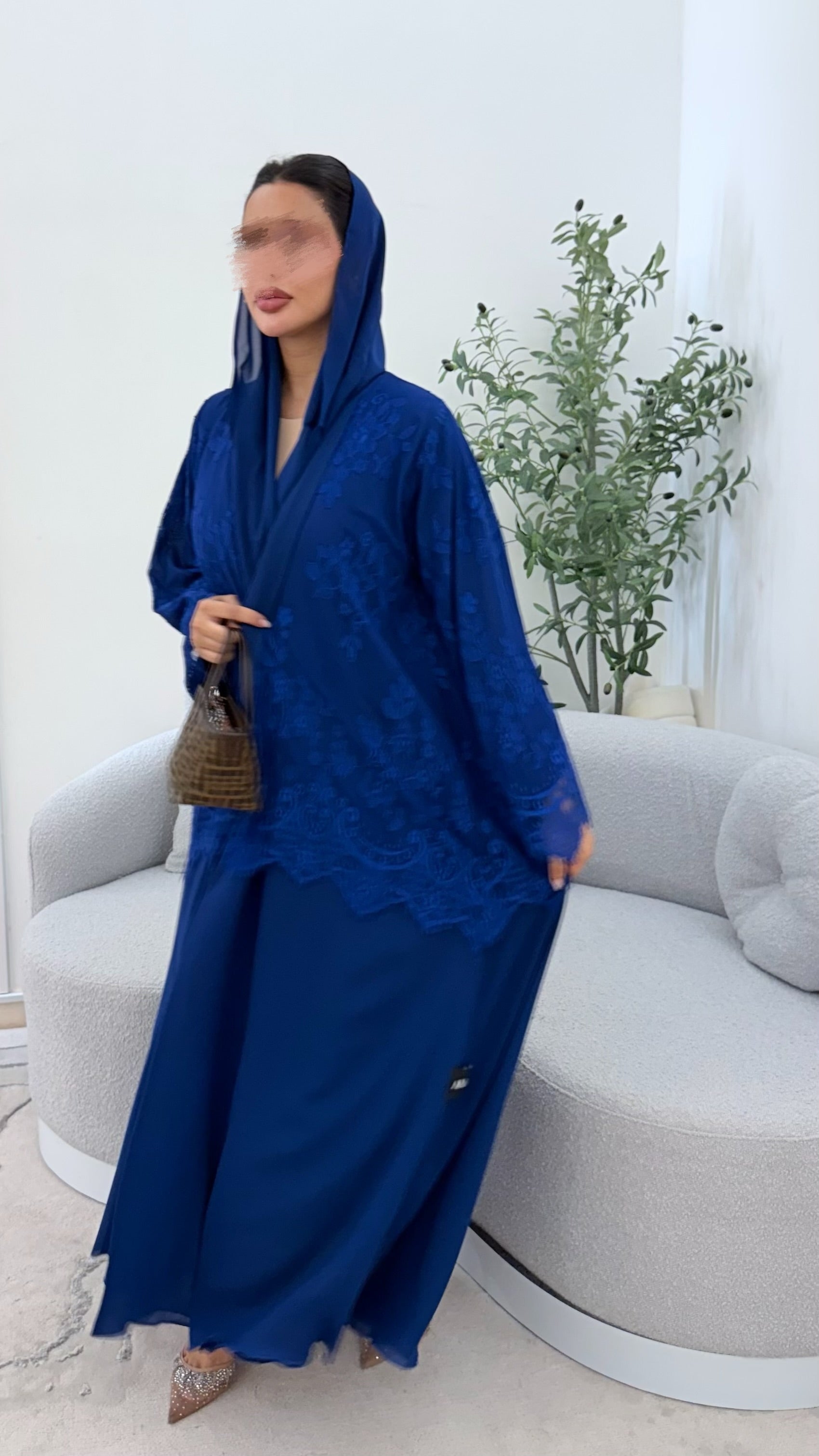 Lace abaya ( dark blue )