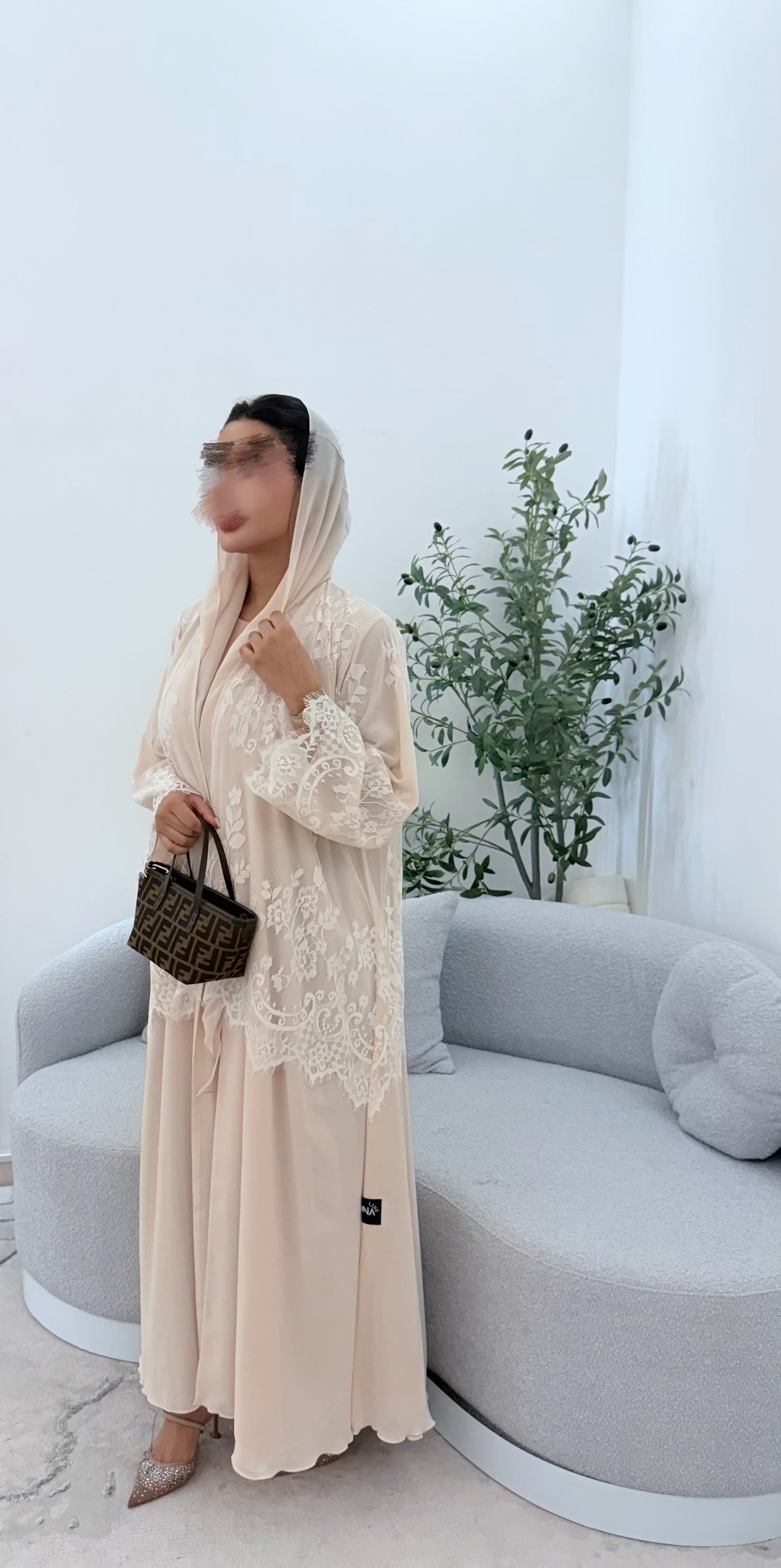 Lace abaya ( beige )