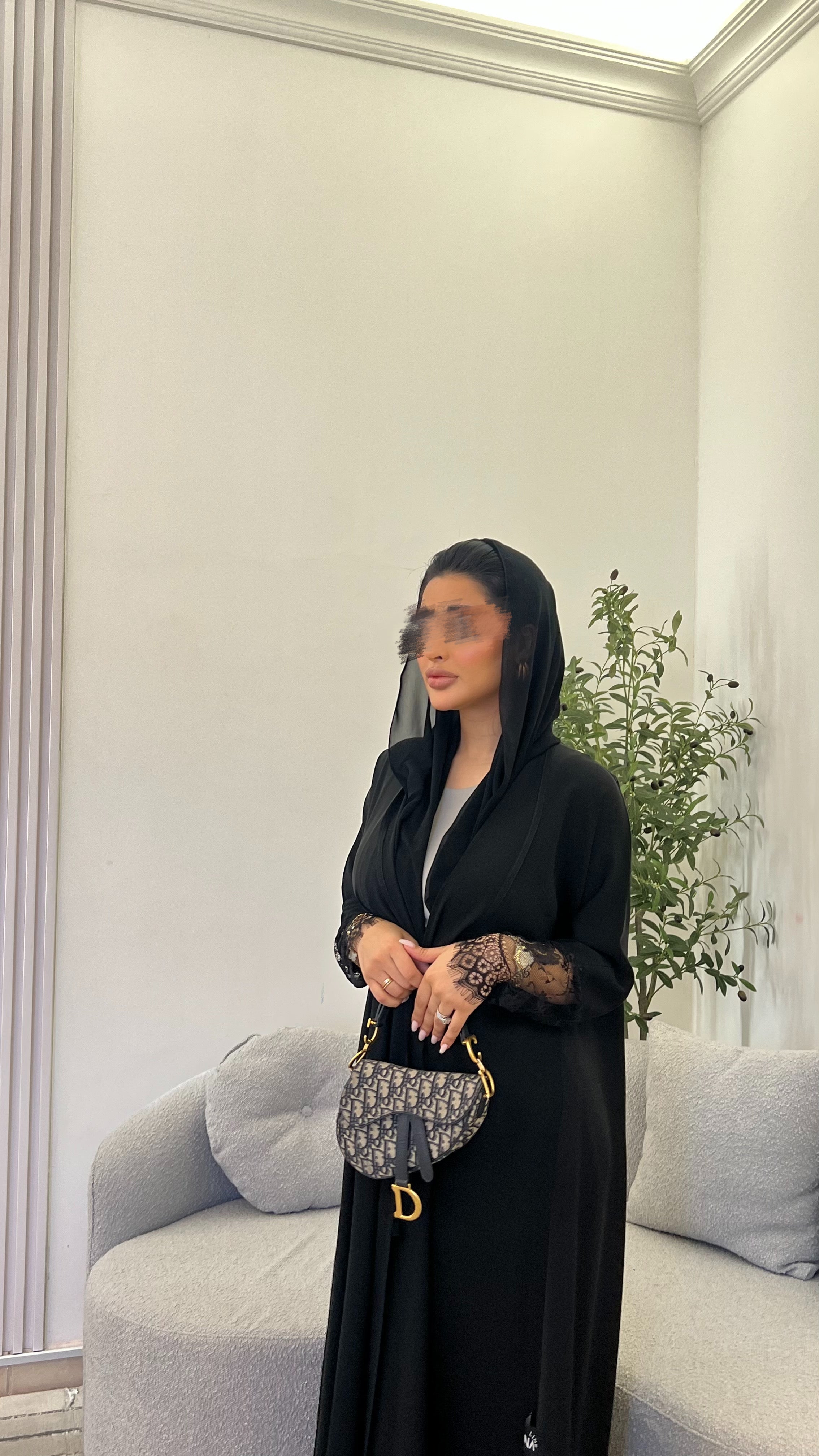 Lace black abaya