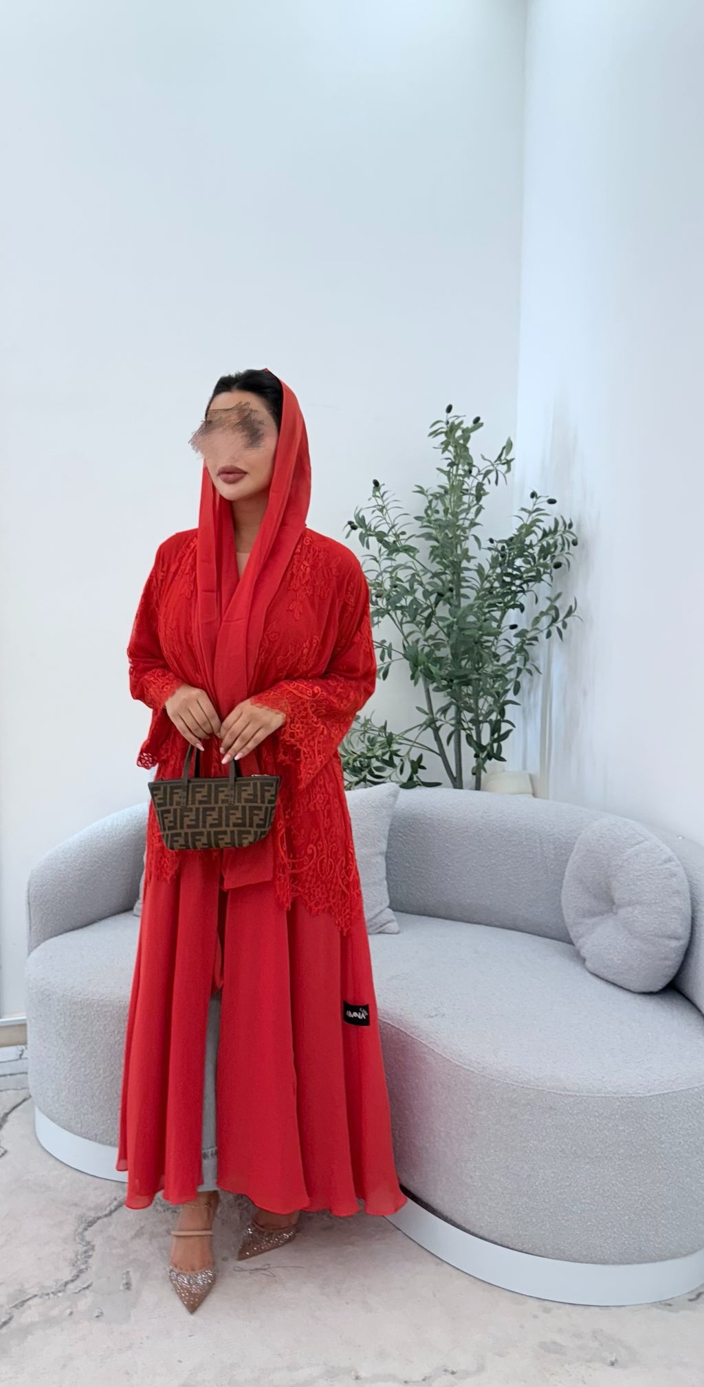 Lace abaya red