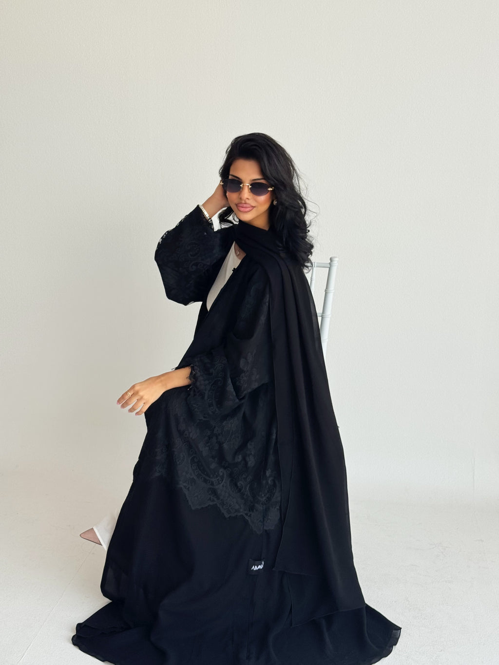 Lace abaya black