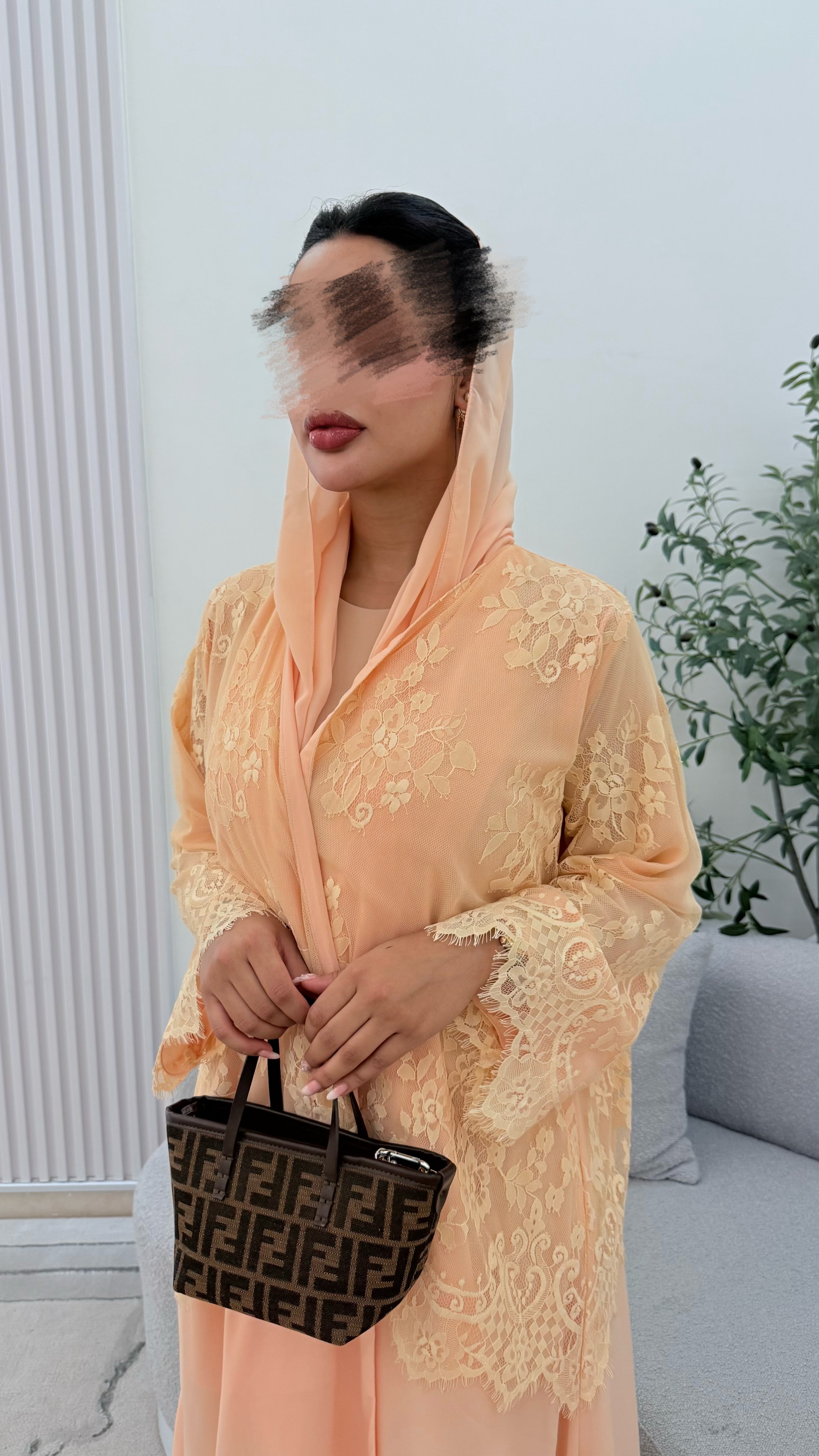 Lace abaya ( peach )